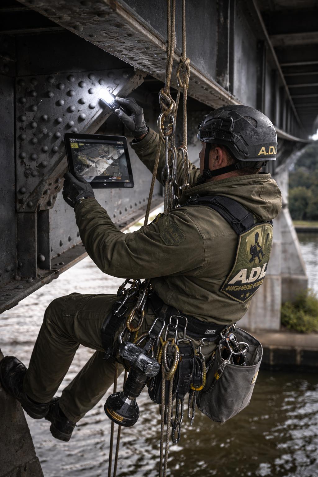 Seilzugang an Brückenkonstruktion